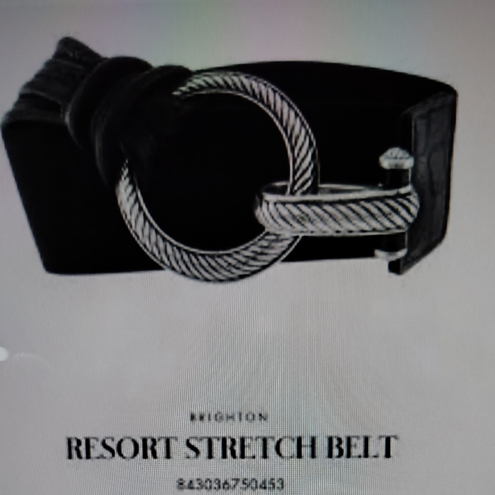 Brighton Resort Croc Embossed Wide Stretch Belt Silver-O Ring Women's Sz XL